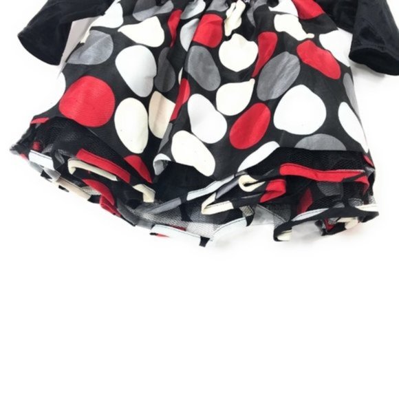 JESSICA ANN Baby Girls 3-6 mos Black Red White Polka Dots Long Sleeve Dress NEW - Picture 2 of 7